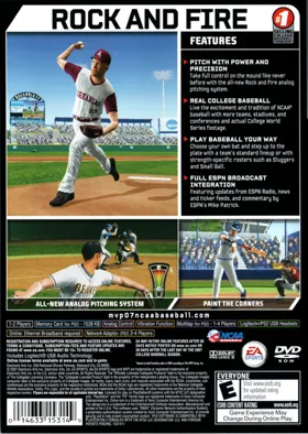 MVP 07 NCAA Baseball box cover back